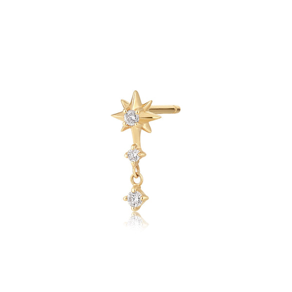 NOVA | Triple Diamond Starburst Single Earring Earrings AURELIE GI Yellow Gold Single 