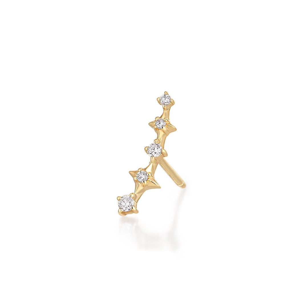 STARLET | Diamond Bar Single Stud Earrings AURELIE GI Yellow Gold Single 