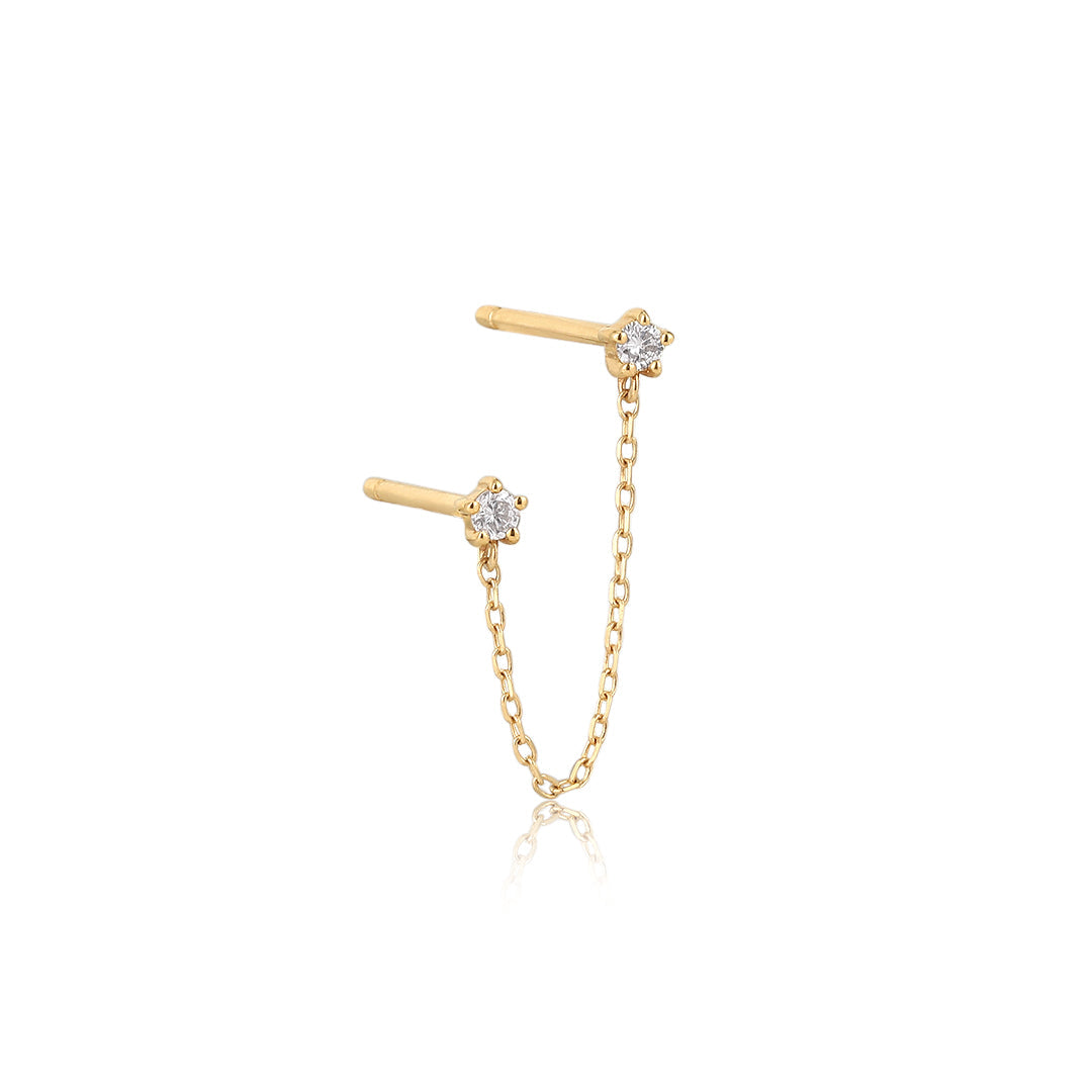 ESTELLE | Double Diamond Chain Drop Earring Earrings AURELIE GI Yellow Gold Single 