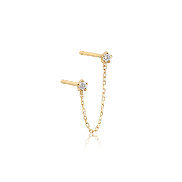 ESTELLE | Double Diamond Chain Drop Earring Earrings AURELIE GI Yellow Gold Single 