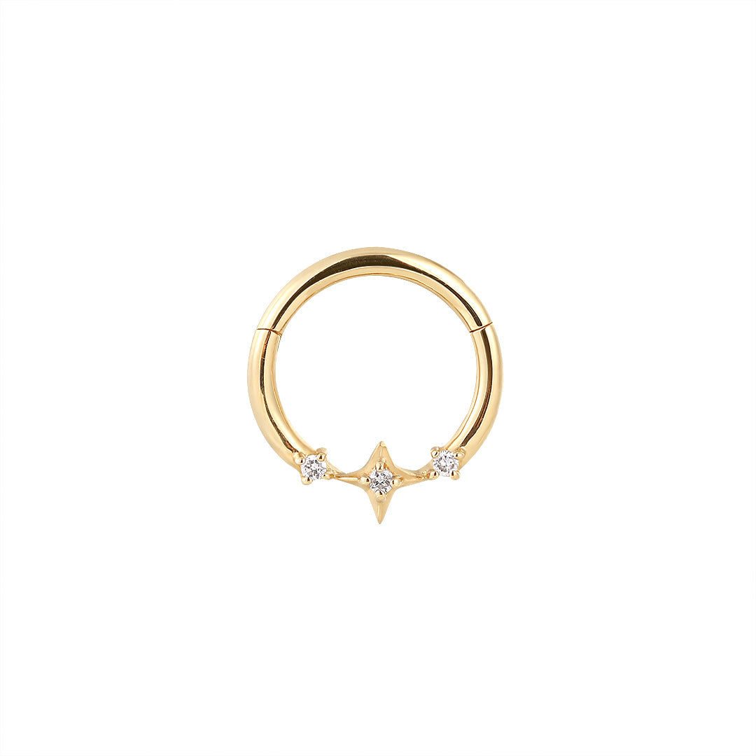 ASTRA | Wishing Star Single Huggie Hoop Earrings AURELIE GI Yellow Gold Single 