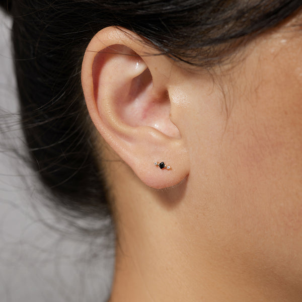 KIM | Black Spinel and White Sapphire Stud Earring