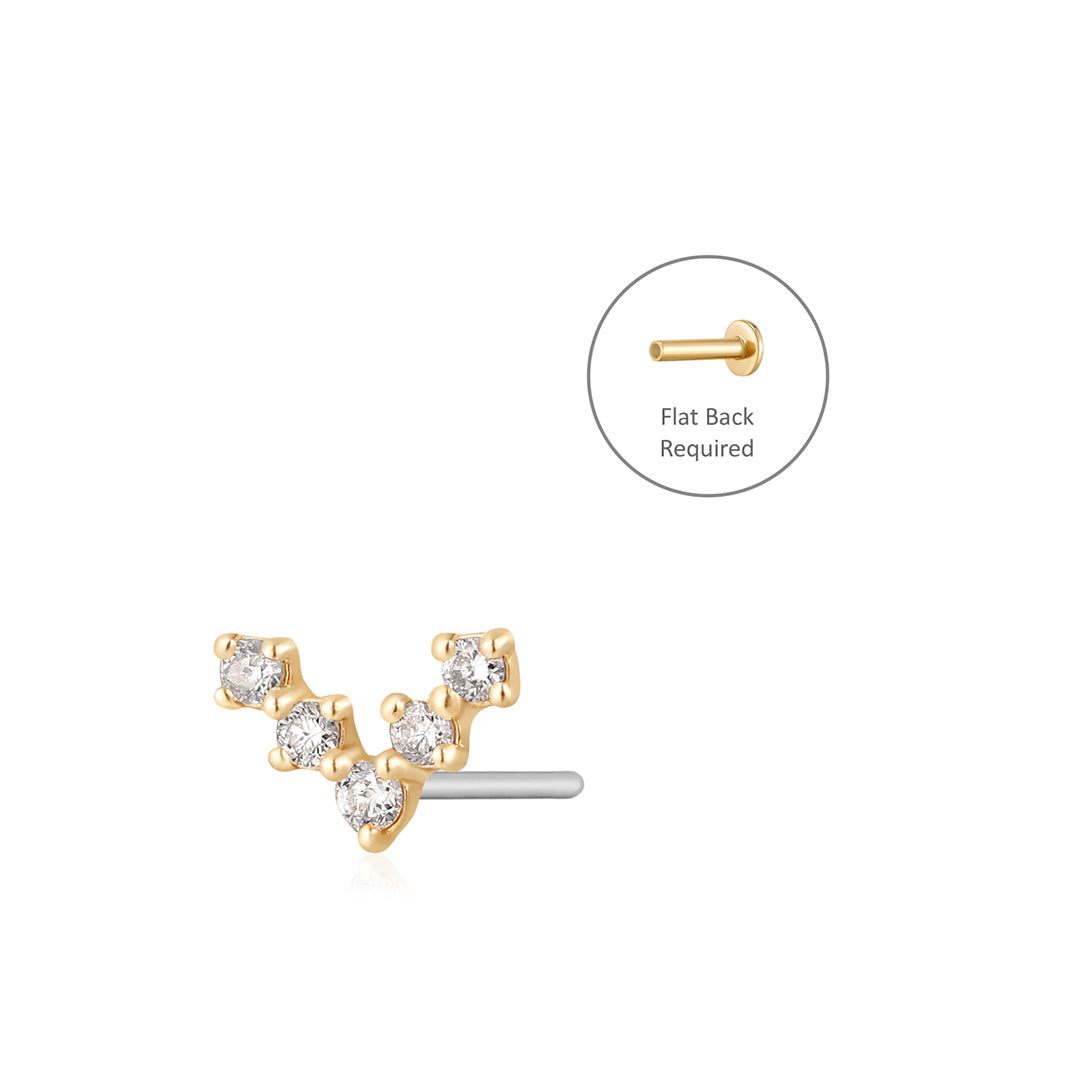 HOPE | Lab-Grown Diamond Wishbone Threadless Flatback Earring