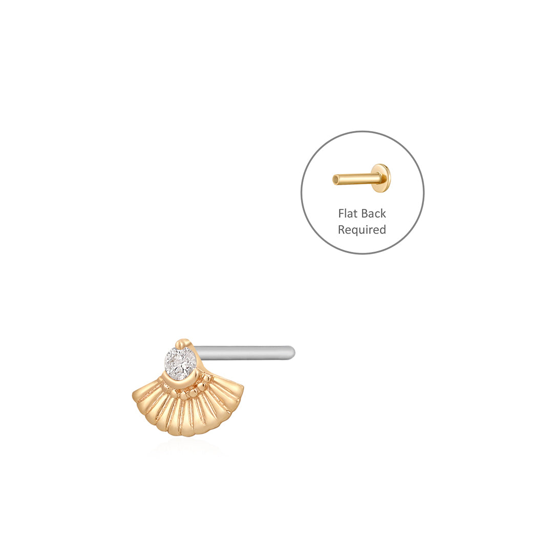 KATE | Single Diamond Fan Threadless Flatback Earring