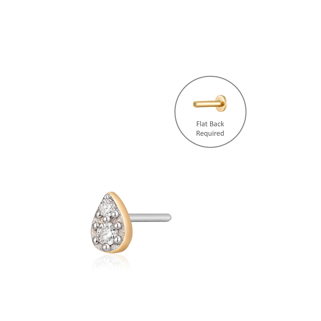ROSA | Diamond Pave Teardrop Threadless Flatback Earring