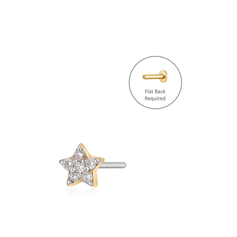 Four Point Diamond Flat Back Stud Earring 14ct Gold — The Wearer