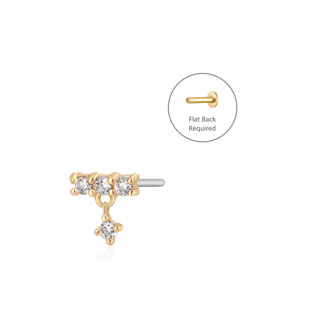 Four Point Diamond Flat Back Stud Earring 14ct Gold — The Wearer