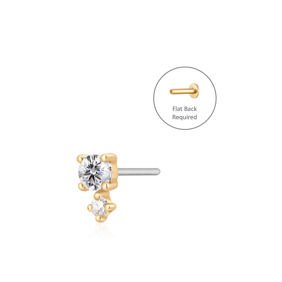 April Birthstone | Diamond Threadless Flatback Earring