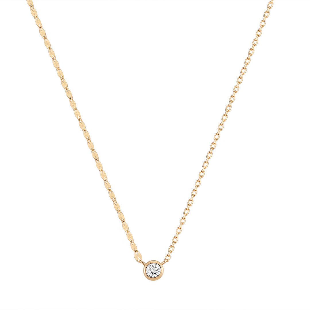 NOLA | Diamond Bezel Necklace with Dual Chain Necklaces AURELIE GI Yellow Gold 