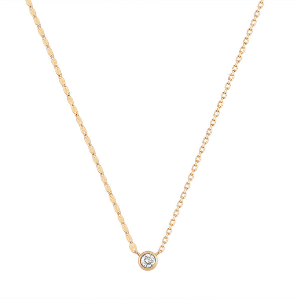 Amazon.com: Dazzling 14k Gold Diamond Bezel Necklace - Real Diamond  Solitaire Pendant, Perfect for Layering and Choker Styling Necklace -  Birthday Christmas Gift : Handmade Products