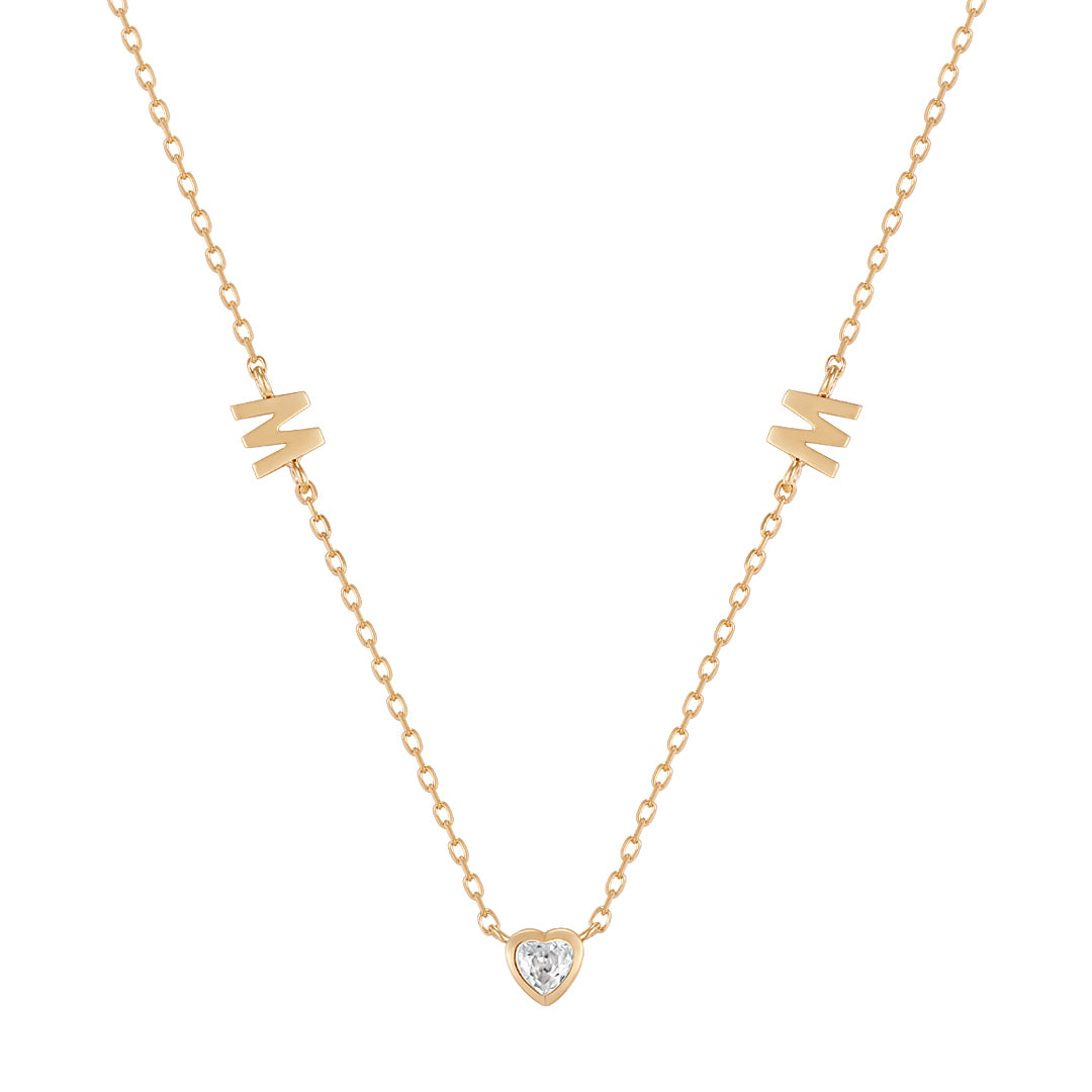 MAE | White Sapphire Mom Necklace Necklaces AURELIE GI Yellow Gold 