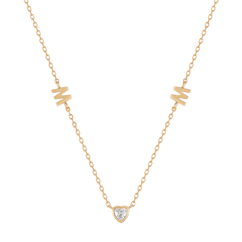 MAE | White Sapphire Mom Necklace Necklaces AURELIE GI Yellow Gold 