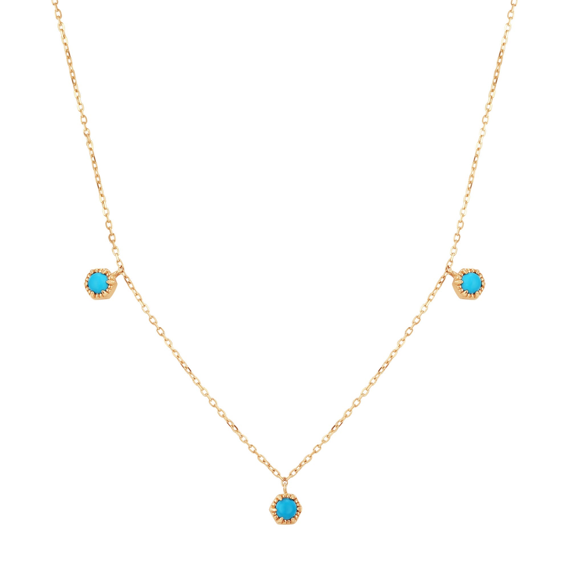 AMINA | Turquoise 3-Stone Station Necklace Necklaces AURELIE GI 
