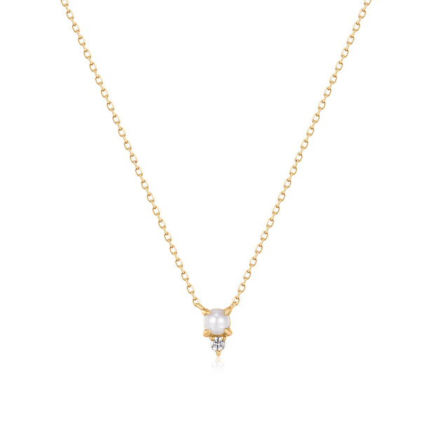 TALIA | White Pearl & White Sapphire Necklace Necklaces AURELIE GI 