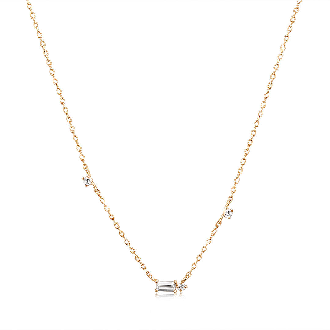 Danica | Baguette White Sapphire Station Necklace Necklaces AURELIE GI 