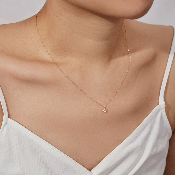 MARILYN | Rose Cut White Sapphire Solitaire Necklace Necklaces AURELIE GI 