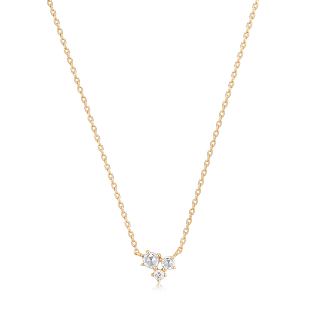 NORMA | Rose Cut Triple White Sapphire Necklace Necklaces AURELIE GI Yellow Gold 