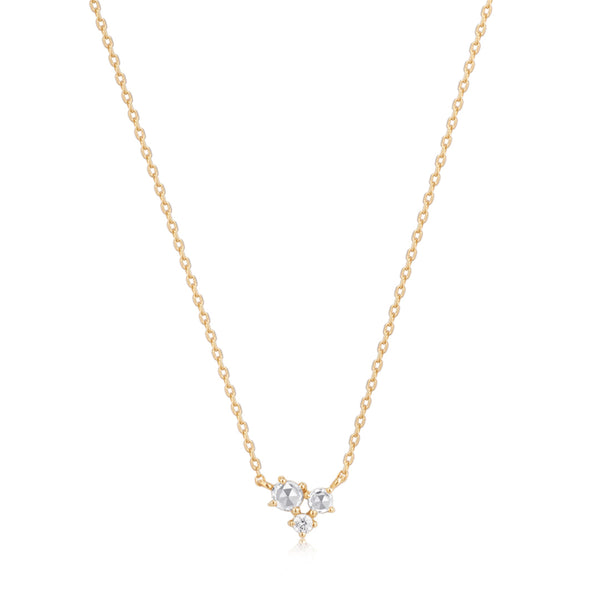 NORMA | Rose Cut Triple White Sapphire Necklace Necklaces AURELIE GI Yellow Gold 
