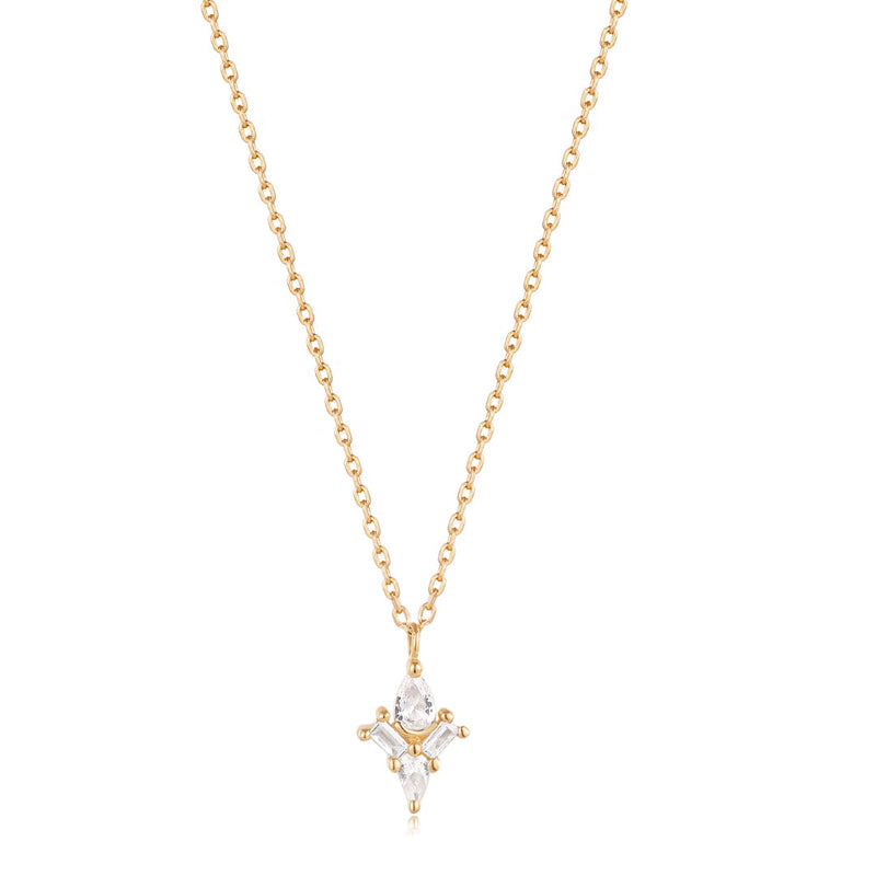 AURORA | Pear and Baguette White Sapphire Necklace Necklaces AURELIE GI Yellow Gold 