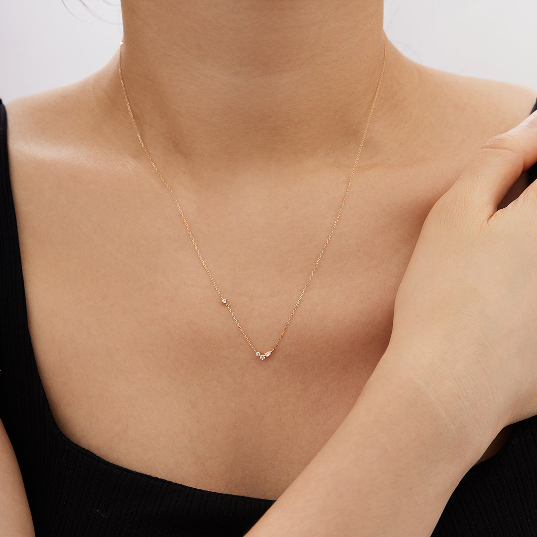CAMI | Pear and Round White Sapphire Necklace Necklaces AURELIE GI 