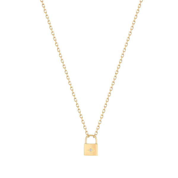 Small gold padlock on sale necklace