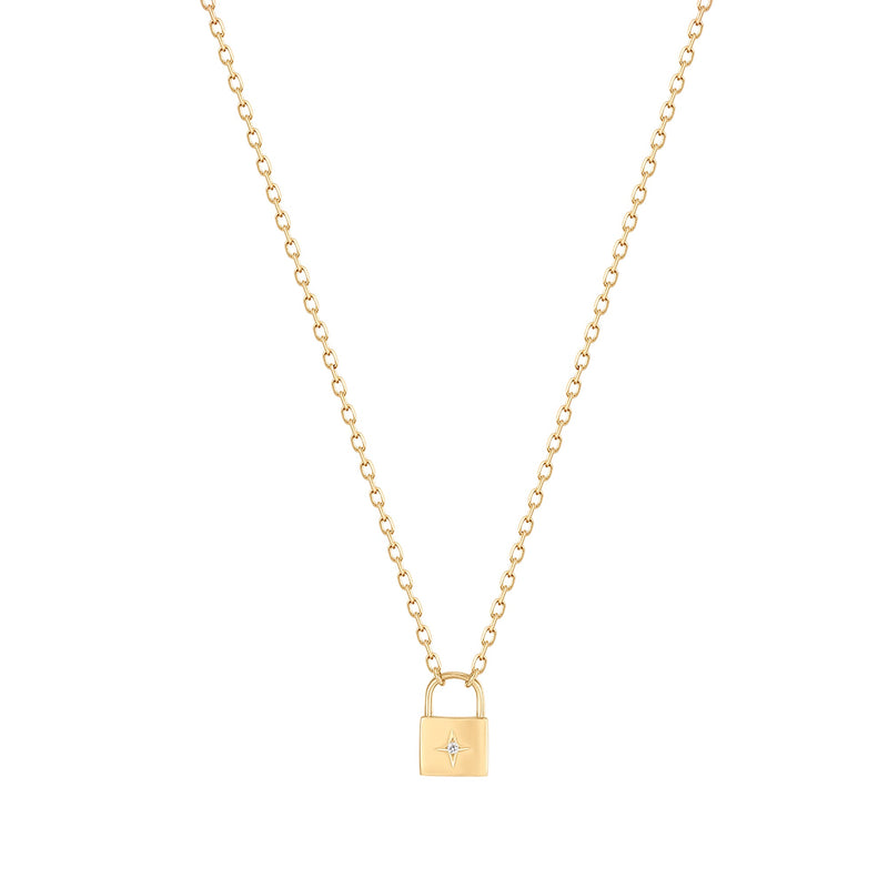Zoe Lev Diamond Accent Initial Lock Pendant Necklace in 14k Gold, 16
