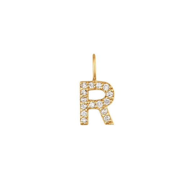 R | Diamond Initial Charm Necklace Charms AURELIE GI 