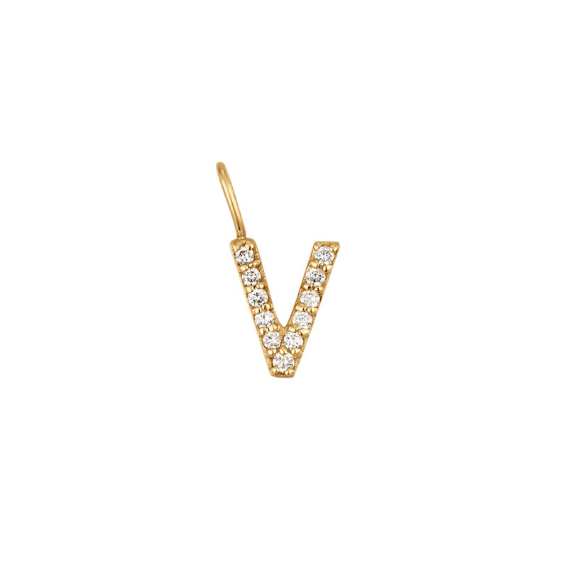 V | Diamond Initial Charm Necklace Charms AURELIE GI 