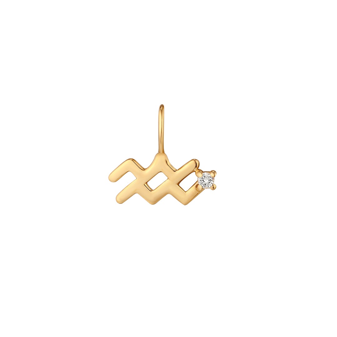 AQUARIUS | Zodiac Charm With Diamond Necklace Charms AURELIE GI 