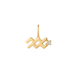 AQUARIUS | Zodiac Charm With Diamond Necklace Charms AURELIE GI 