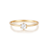 MARILYN | Solitaire Rose Cut White Sapphire Ring Rings AURELIE GI Yellow Gold #5 