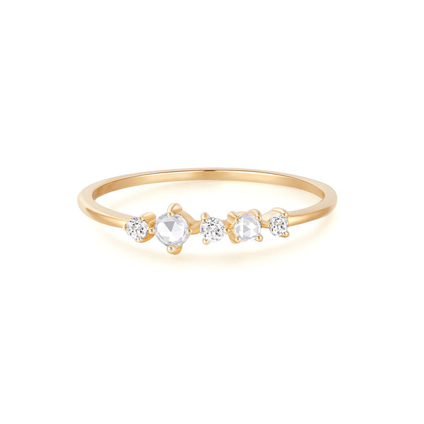 ANNE | Rose Cut White Sapphire Ring Rings AURELIE GI Yellow Gold #5 