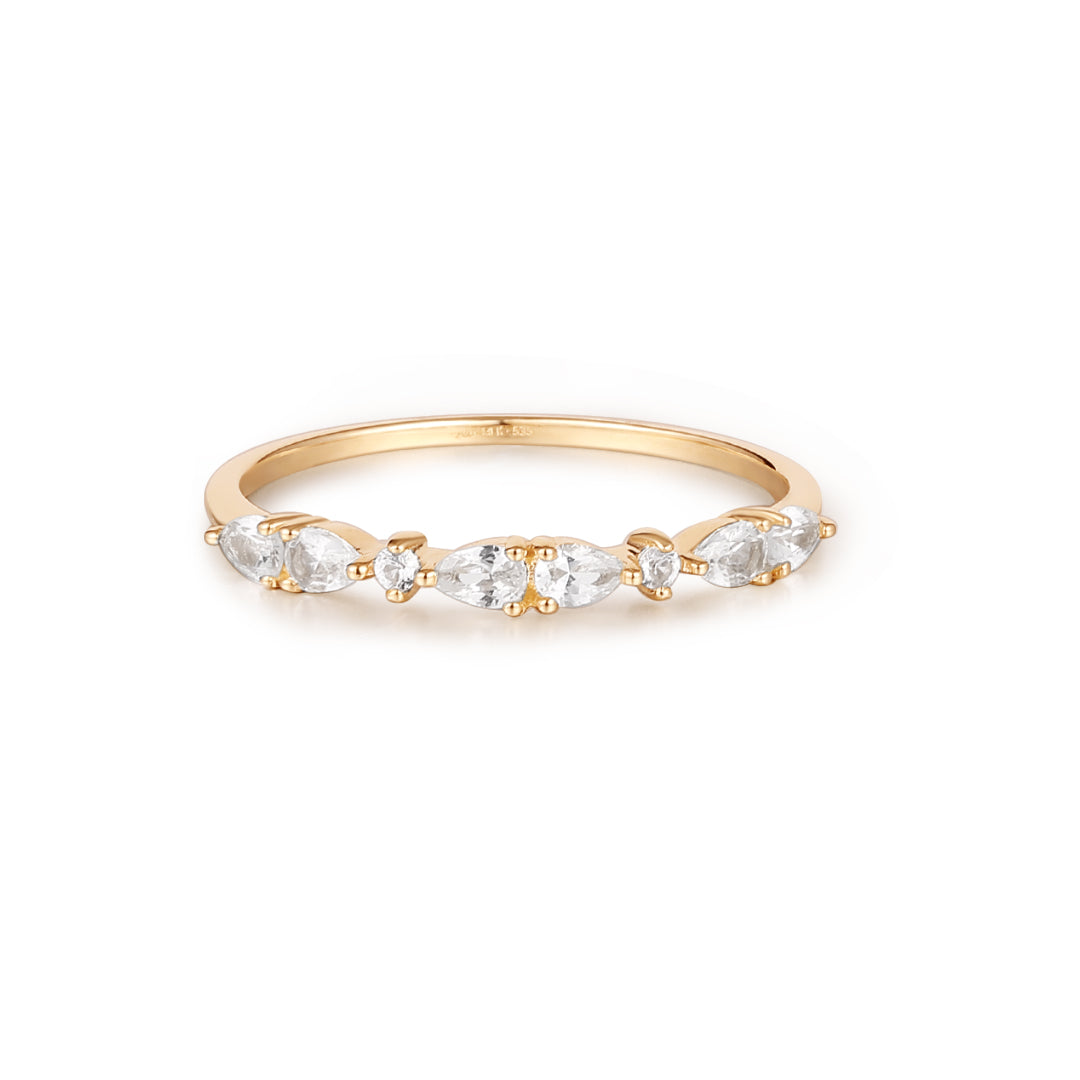 GLENNA | Pear and Round White Sapphire Half-Eternity Ring Rings AURELIE GI 