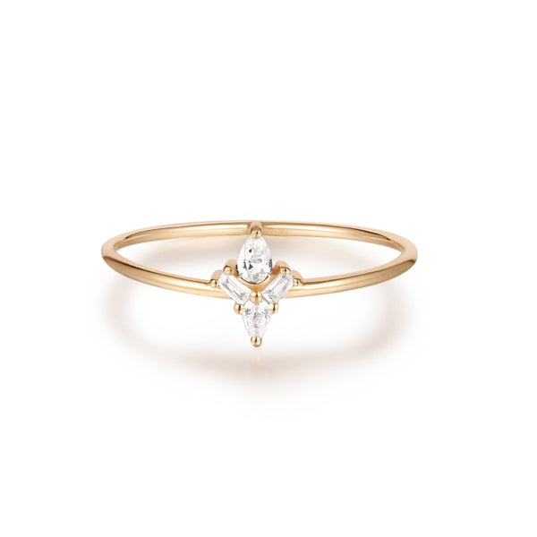 AURORA | Pear and Baguette White Sapphire Ring Rings AURELIE GI Yellow Gold #5 