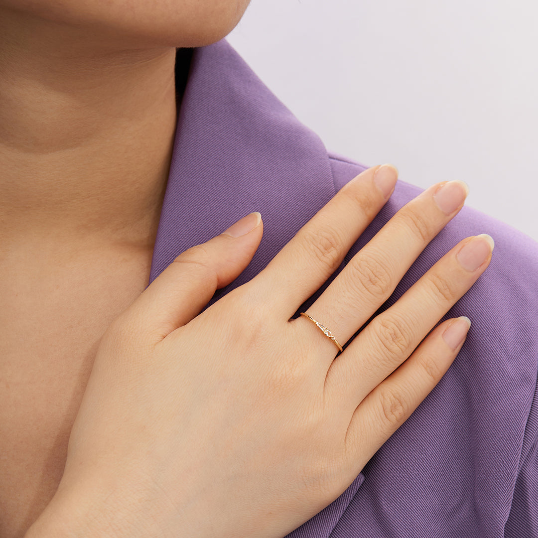 GEMMA | Pear, Baguette and Round White Sapphire Ring Rings AURELIE GI 