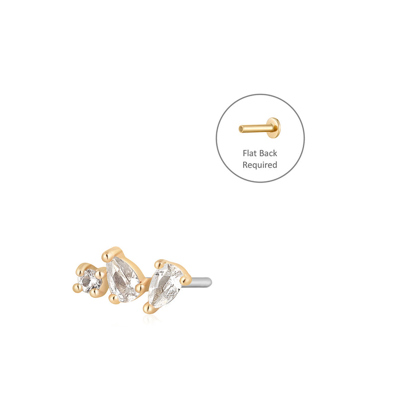 CAMI | Pear and Round White Sapphire Threadless Flatback Earring
