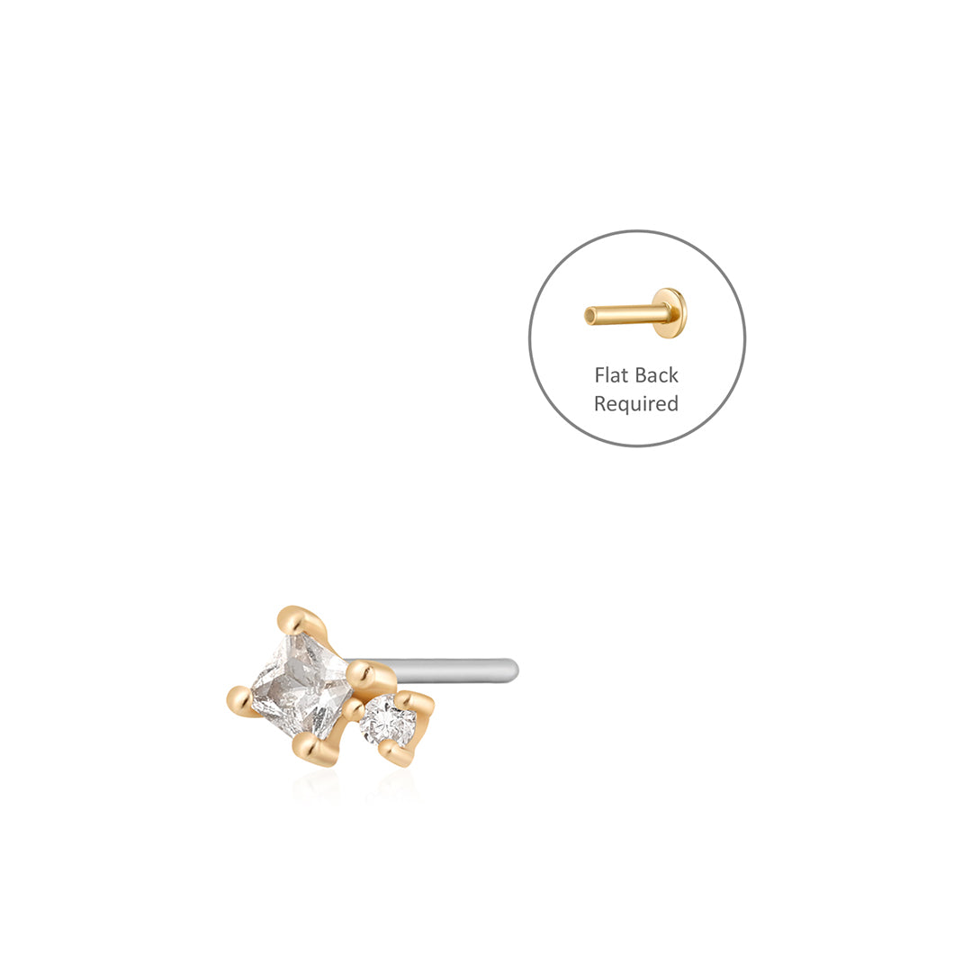 VIV | Princess-cut White Sapphire Threadless Flatback Earring