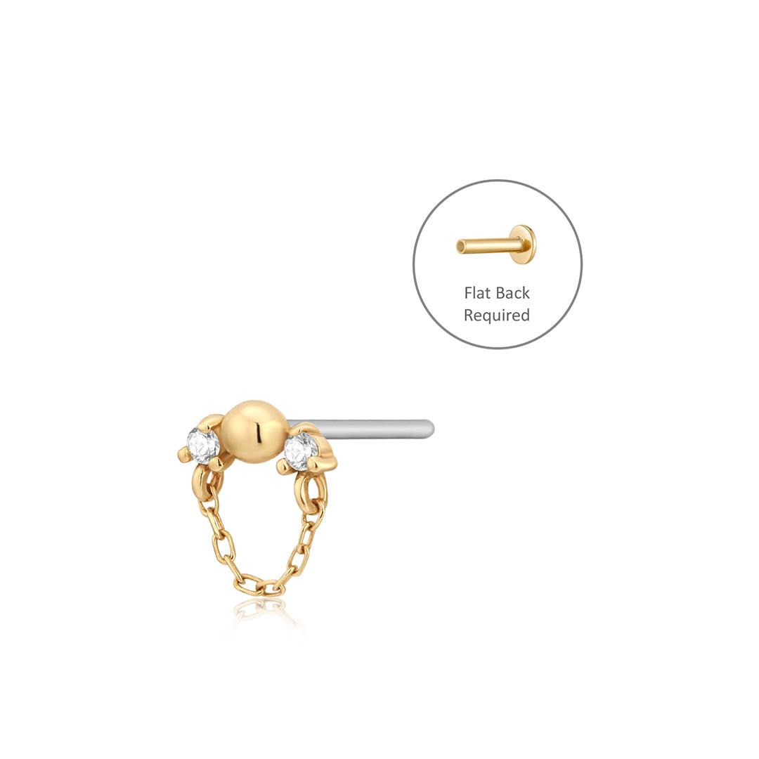 RIPLEY | Lab Grown Diamond Drop Chain Threadless Flatback Earring