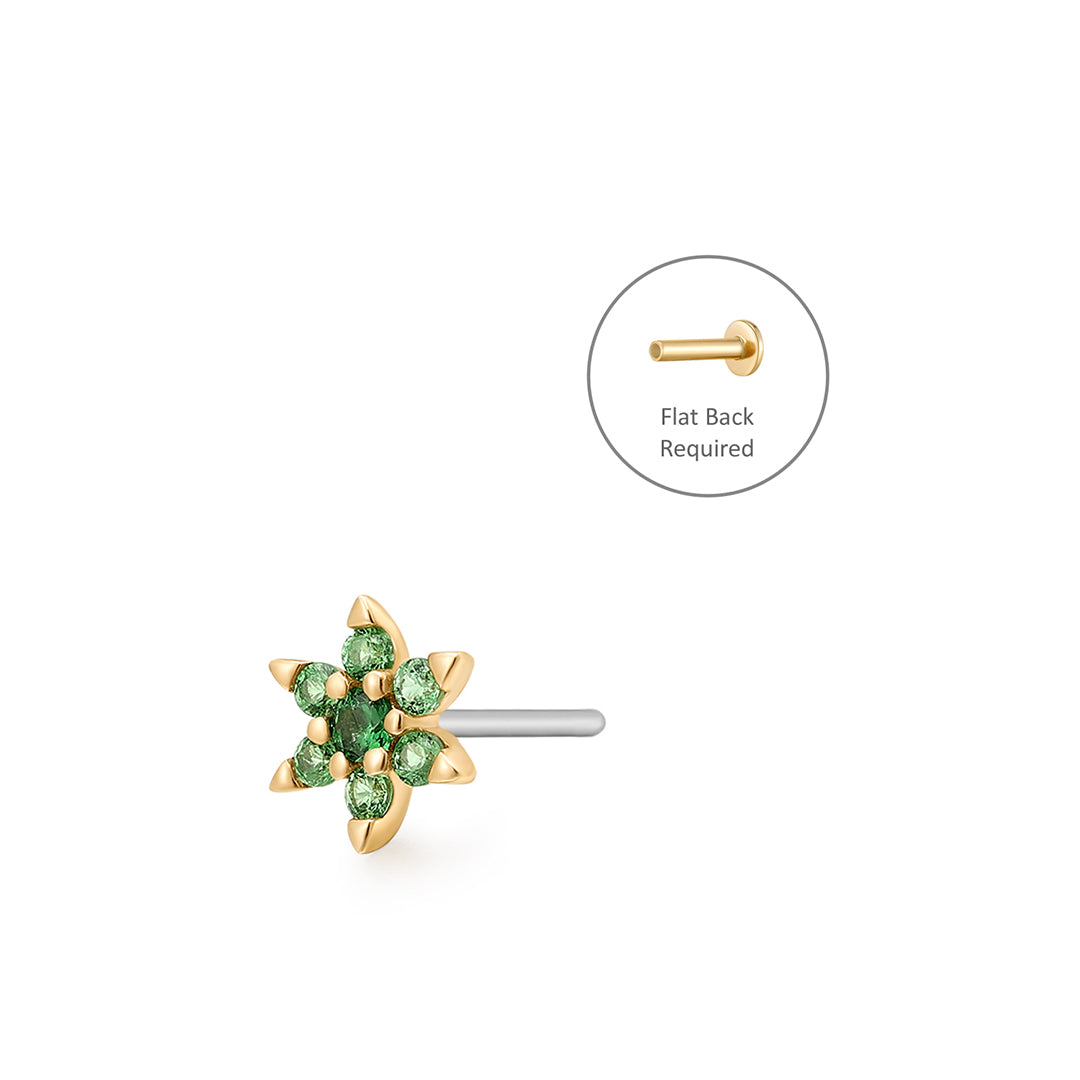 LOTUS | Floral Tsavorite Threadless Flatback Earring