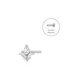 AURORA | Pear, Baguette and Round White Sapphire Threadless Flatback Earring