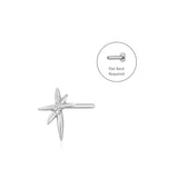 STAR | Single Diamond Starburst Threadless Flatback Earring