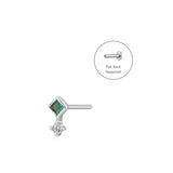 EMMIE | Emerald and Diamond Threadless Flatback Earring