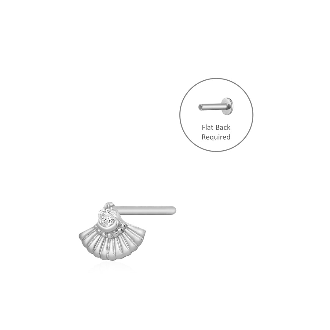 KATE | Single Diamond Fan Threadless Flatback Earring
