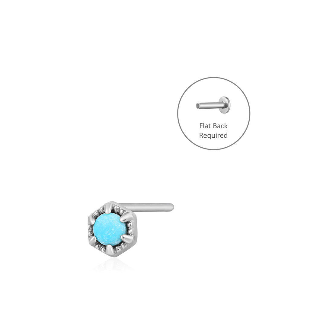 AMINA | Turquoise Solitaire Threadless Flatback Earring