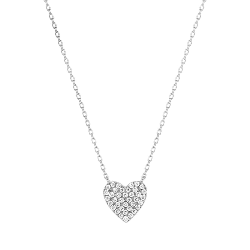 ELSIE | Diamond Pave Heart Necklace Necklaces AURELIE GI White Gold 