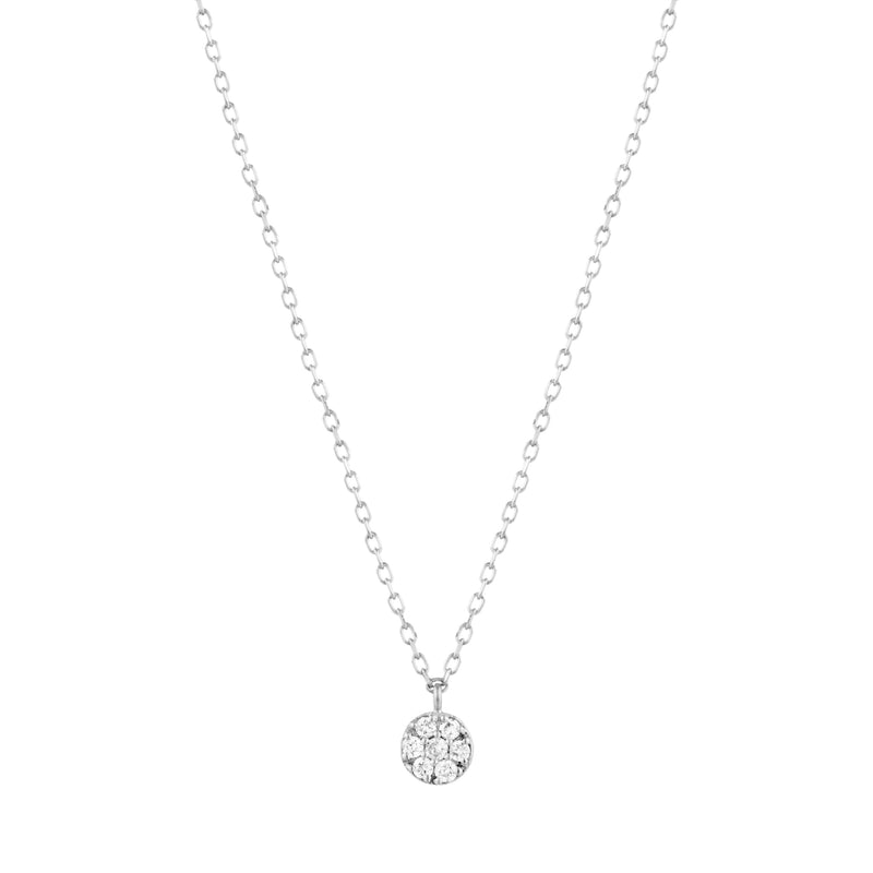 LILY | Diamond Disc Necklace Necklaces AURELIE GI White Gold 