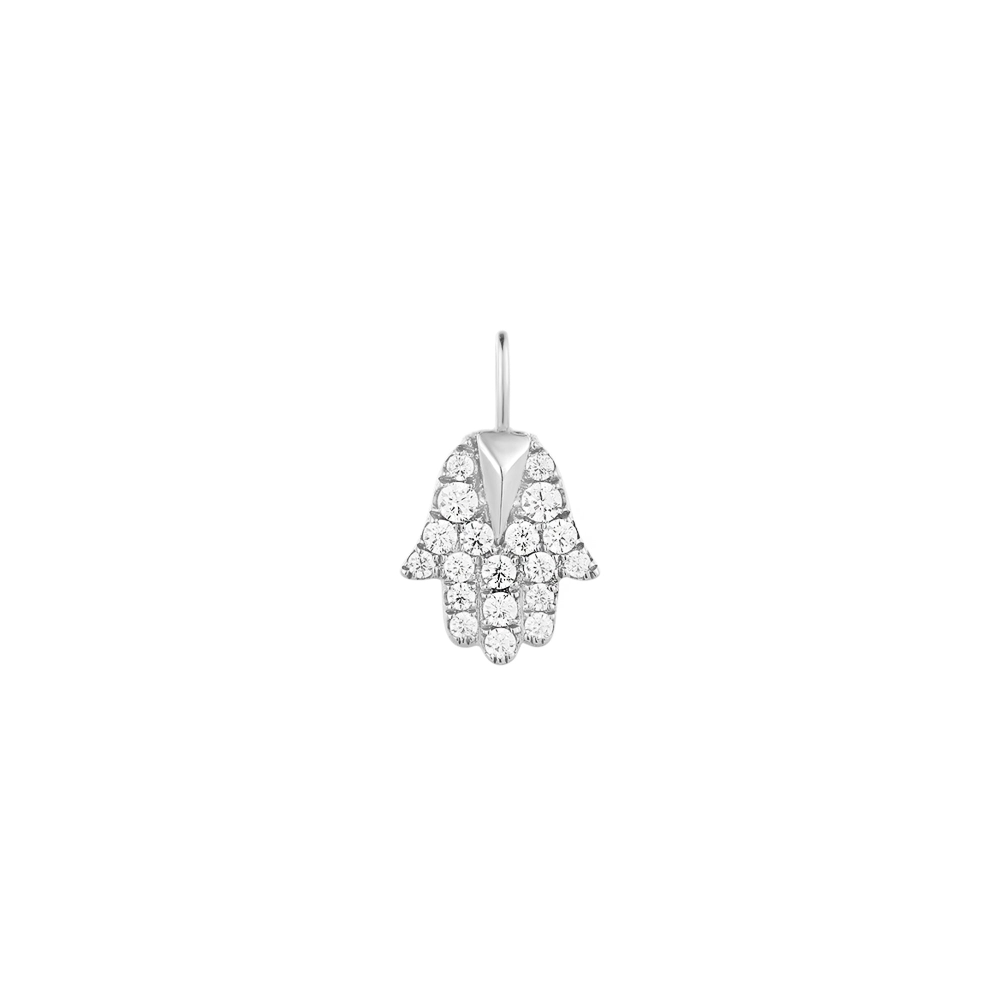 MIRIAM | Diamond Hamsa Pendant Necklace Charms AURELIE GI White Gold 
