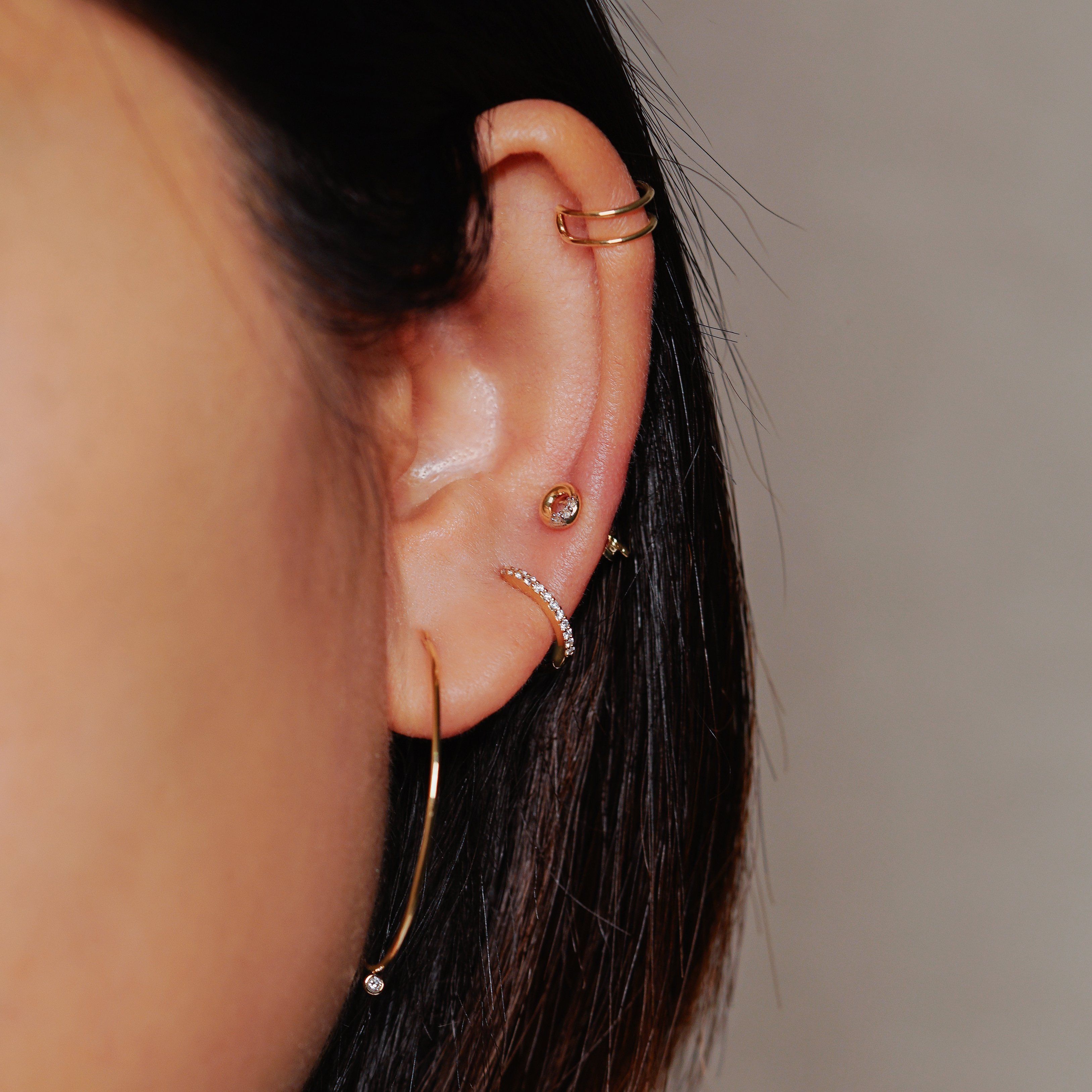 ANNE | Bezel Diamond Hoops Hoops & Huggies AURELIE GI 