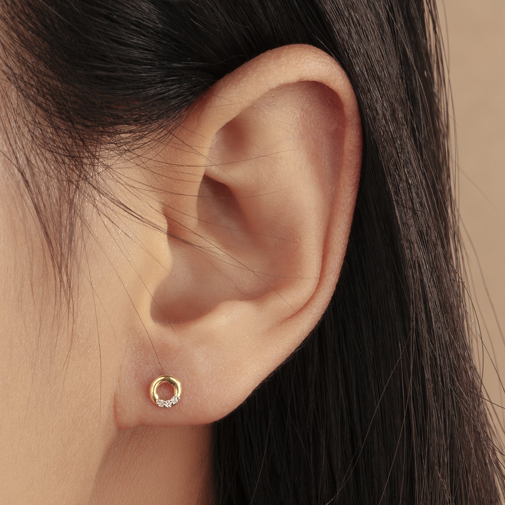 LENA| Open Circle Diamond Studs Studs AURELIE GI 