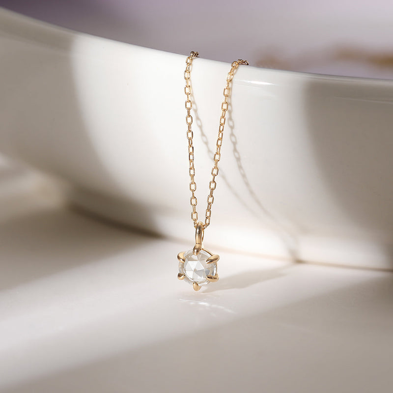 MARILYN | Rose Cut White Sapphire Solitaire Necklace Necklaces AURELIE GI 